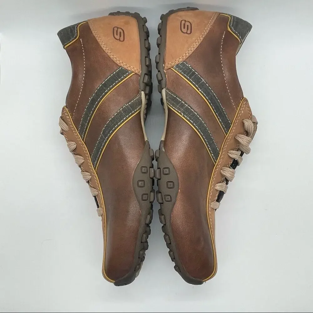 Men’s Two Tone Brown‎ and Tan Lace Up Leather Skechers EUC